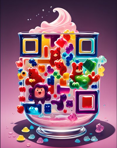 Gummy Bear Jelly Cartoon QR Code for Packaging