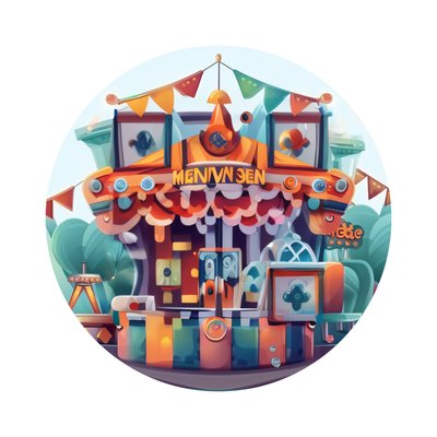 Carnival Ticket Booth Vector Building QR Code for Stickers