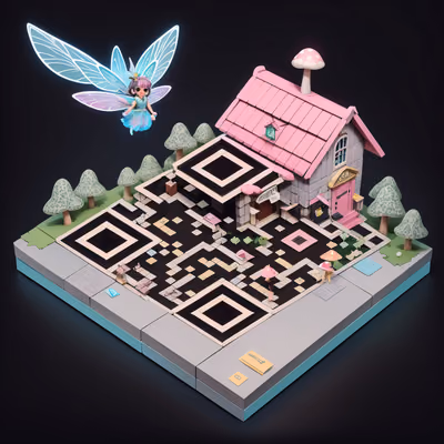Fairy Post Office Isometric Diorama QR Code for Posters — image 1