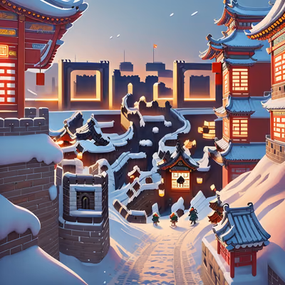 Snowy Great Wall Game Art QR Code Art — image 1