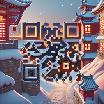 Snowy Great Wall Game Art QR Code Art