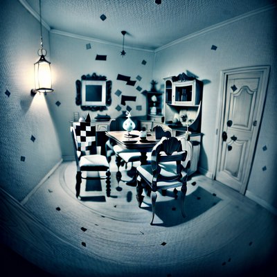 Moody Dining Room Interior QR Code Art