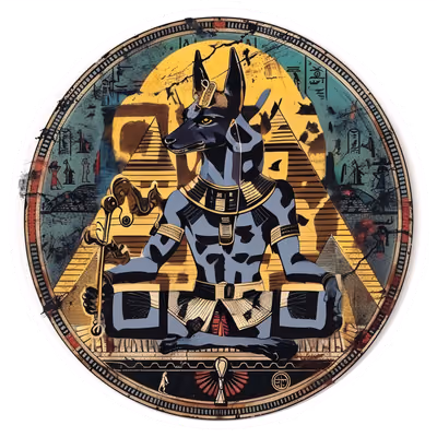Анубис, египетский бог: векторный QR-код для наклеек — изображение 1