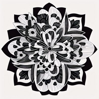 Black Daisy Flower Tattoo QR Code for Temporary Tattoos