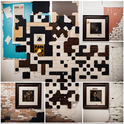 Peeling Brick Wall Collage QR Code Art