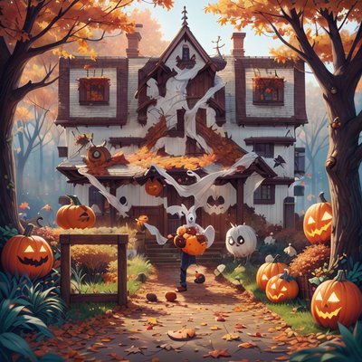 Halloween Ghost Pumpkin Game Art QR Code for Posters