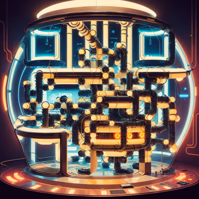 Ретрофутуристический купол реактора с трубами: QR-код — изображение 1