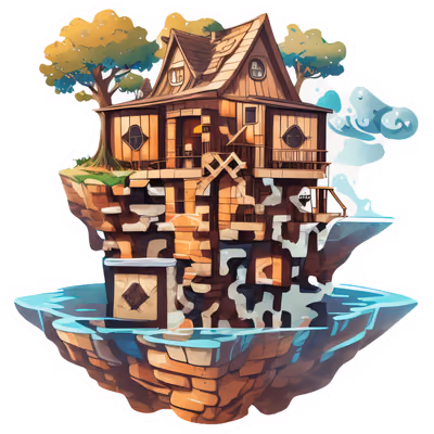 Floating Island Cabin Vector QR Code for Stickers — image 1