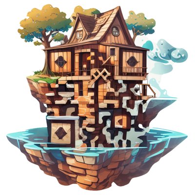 Floating Island Cabin Vector QR Code for Stickers