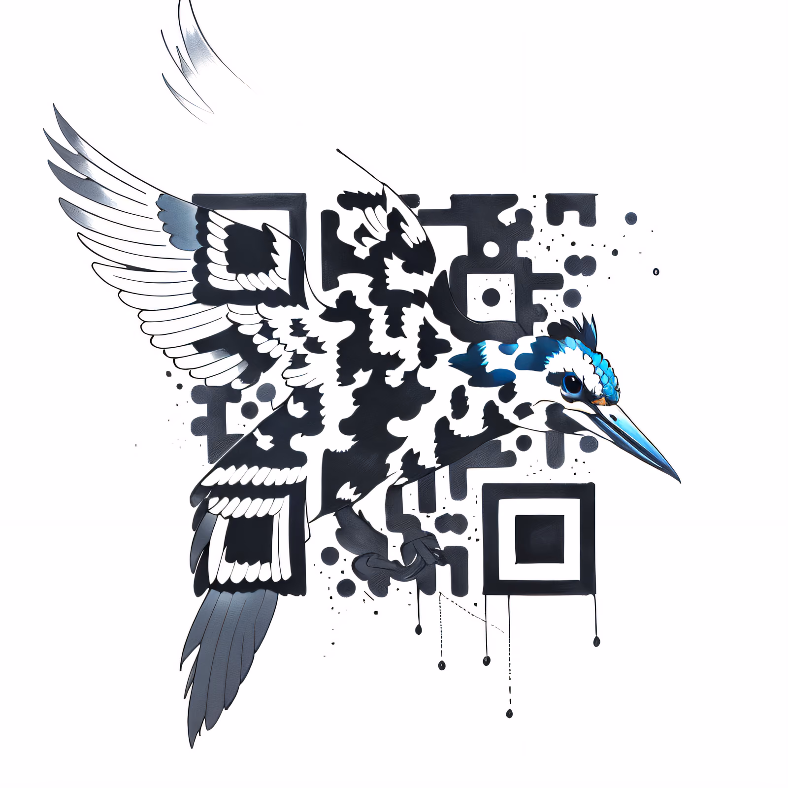 Kingfisher Ink Tattoo QR Code for Temporary Tattoos — image 1