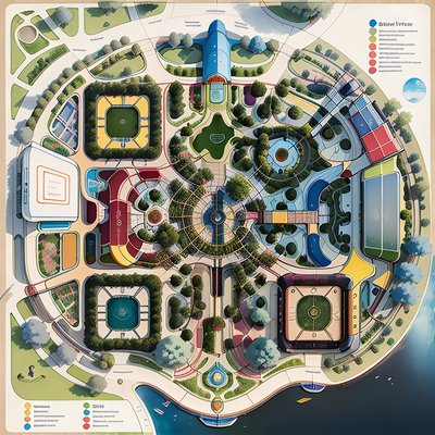 Colorful Park Map Illustration QR Code for Posters