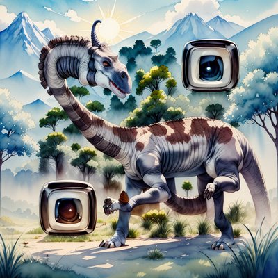 Brachiosaurus Valley Watercolor QR Code for Posters
