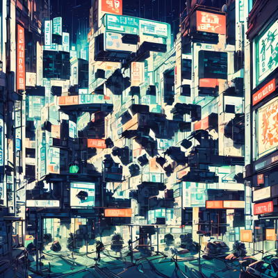 Неоновый ночной город в стиле комикса: QR-код для постеров — изображение 1