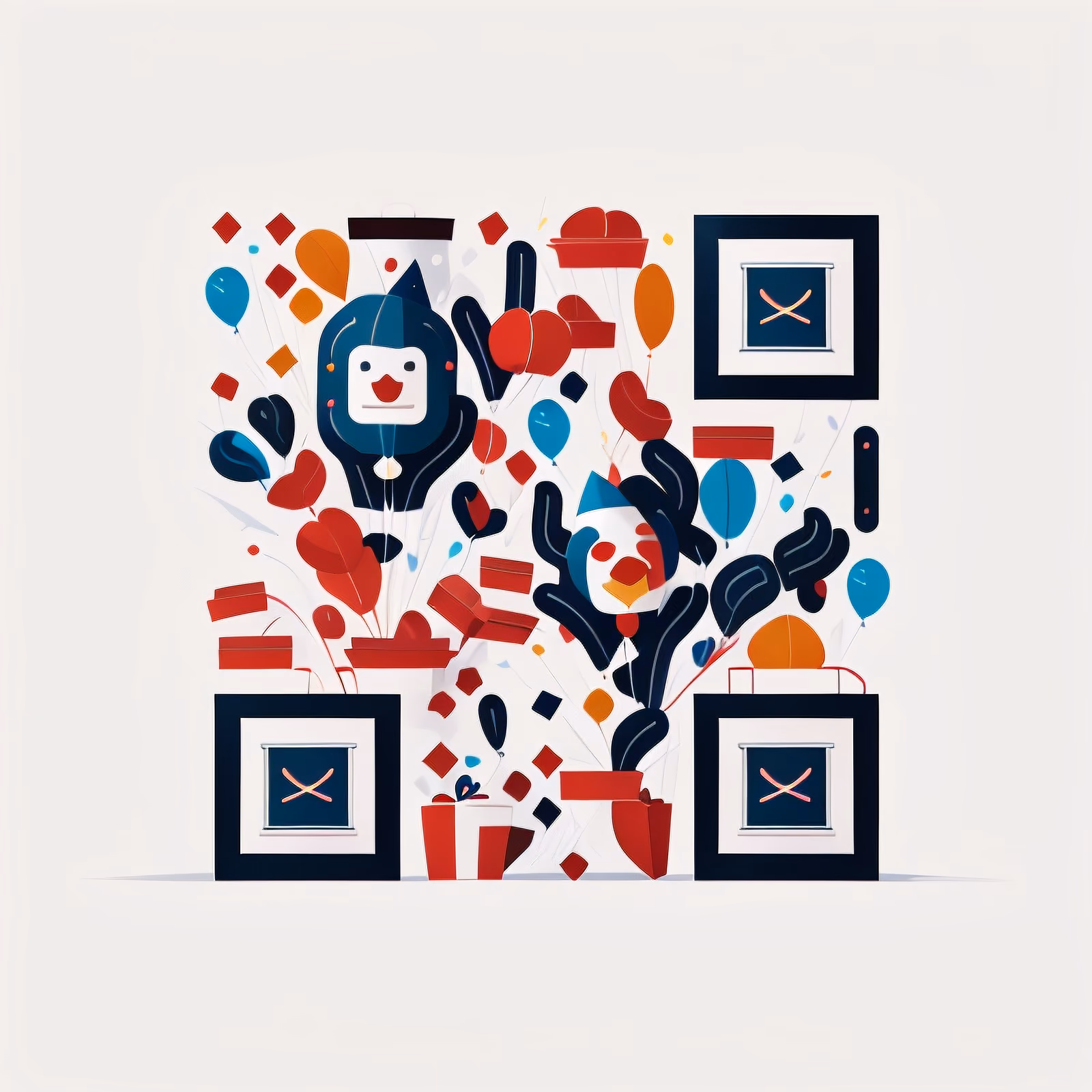 Party Balloons and Gifts Vector QR Code for Event Invitations — image 1