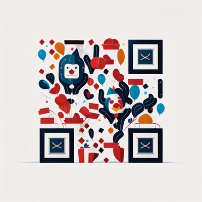Party Balloons and Gifts Vector QR Code for Event Invitations