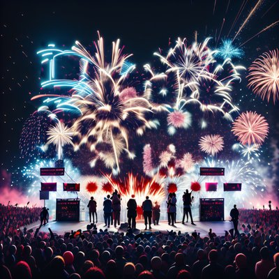 Fireworks Over Concert Crowd QR Code for Posters