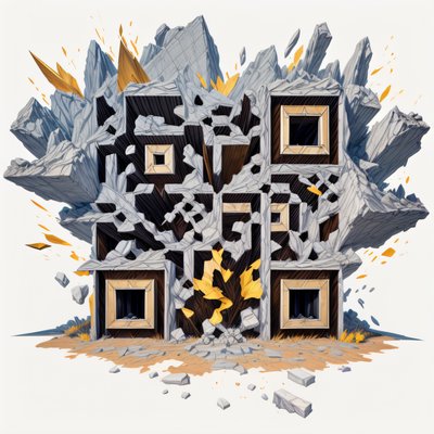 Shattered Stone Ruins Game Art QR Code for Posters