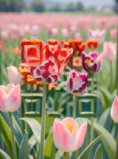 Pink Tulip Meadow Photo QR Code Art — image 1
