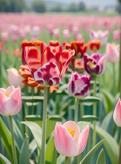 Pink Tulip Meadow Photo QR Code Art