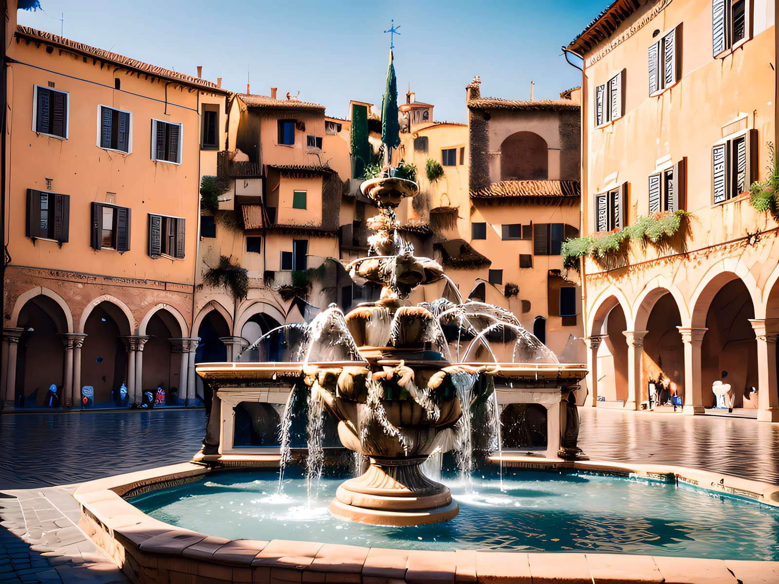Italian Piazza Fountain Photography QR Code for Posters — image 1