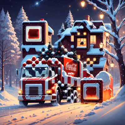 Christmas Truck Snowy Night QR Code for Greeting Cards — image 1