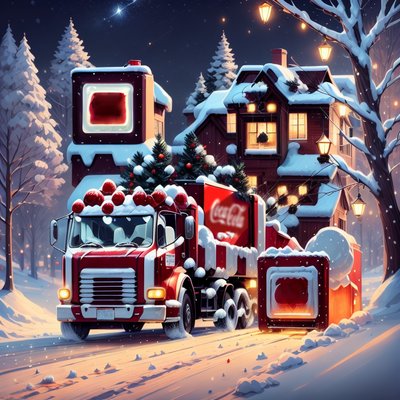 Christmas Truck Snowy Night QR Code for Greeting Cards