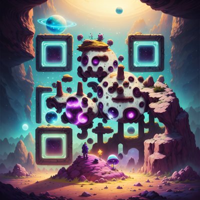 Alien Planet Canyon Fantasy QR Code for Posters