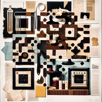 Vintage Kitchenware Paper Collage QR Code Art