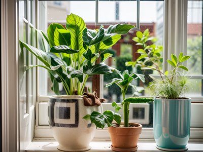 Potted Plants on Windowsill Photo QR Code Art