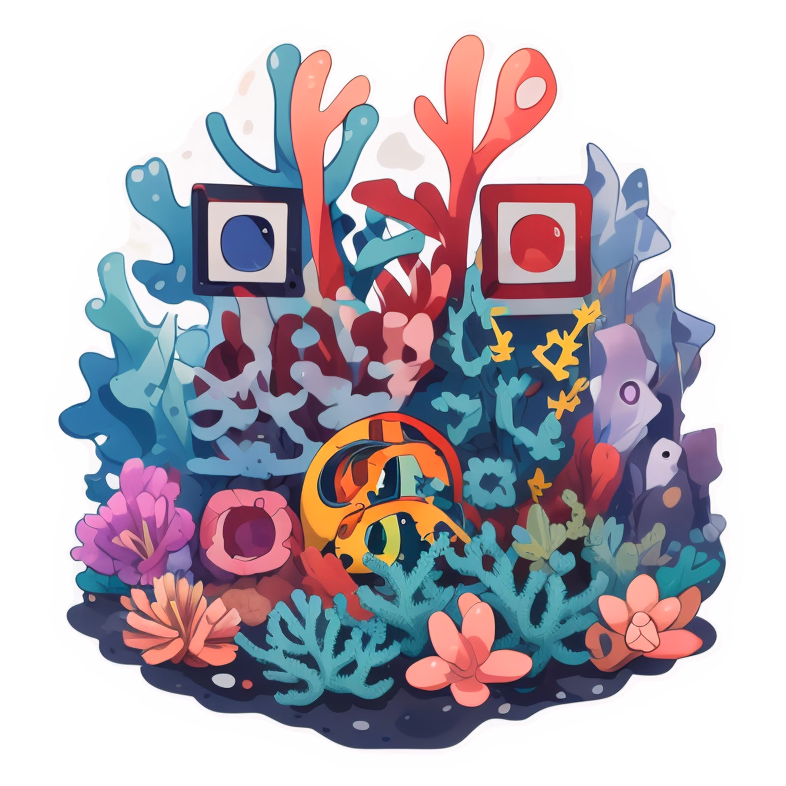Coral Reef Vector Sticker QR Code for Stickers — image 1