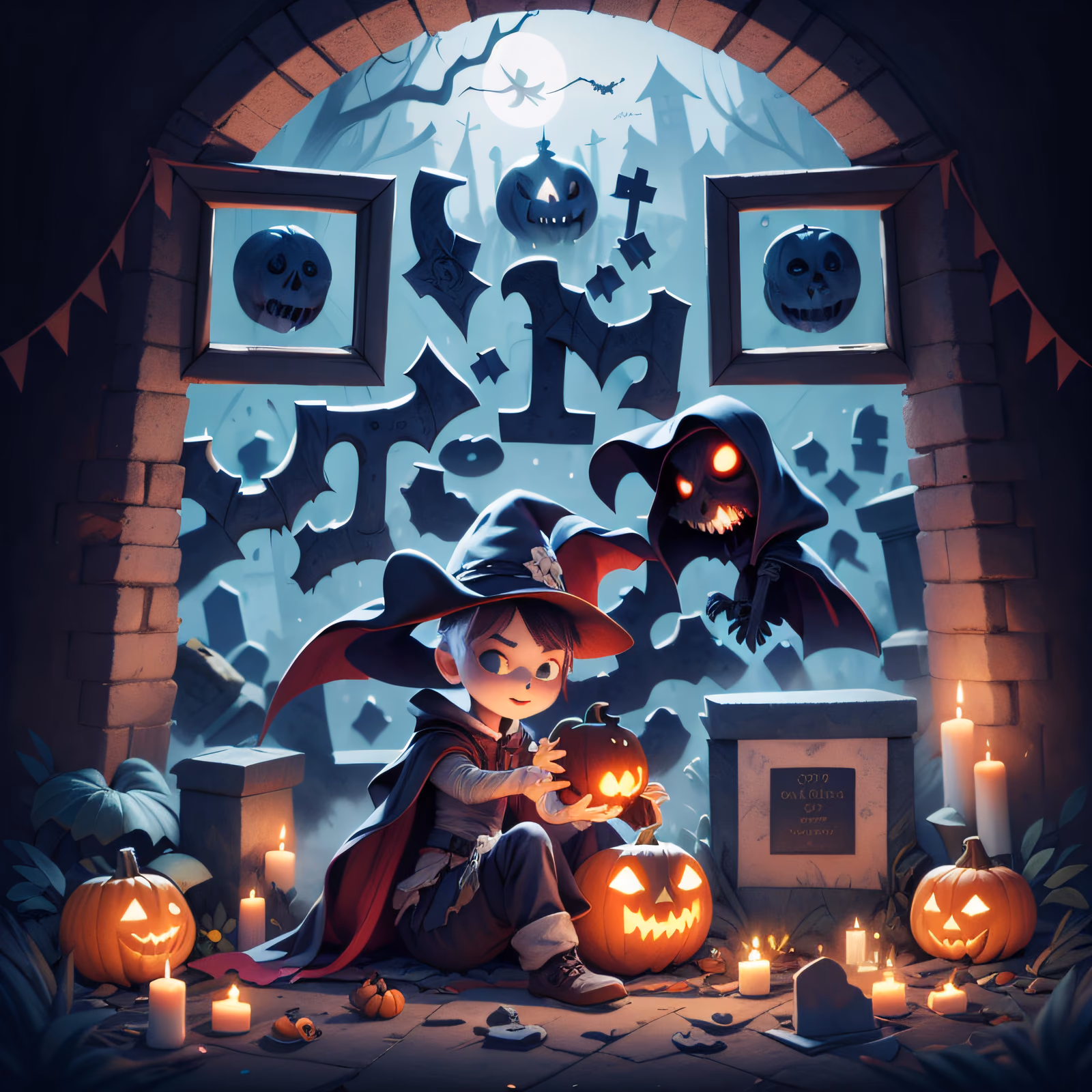 Halloween Child Graveyard 3D QR Code for Posters — image 1