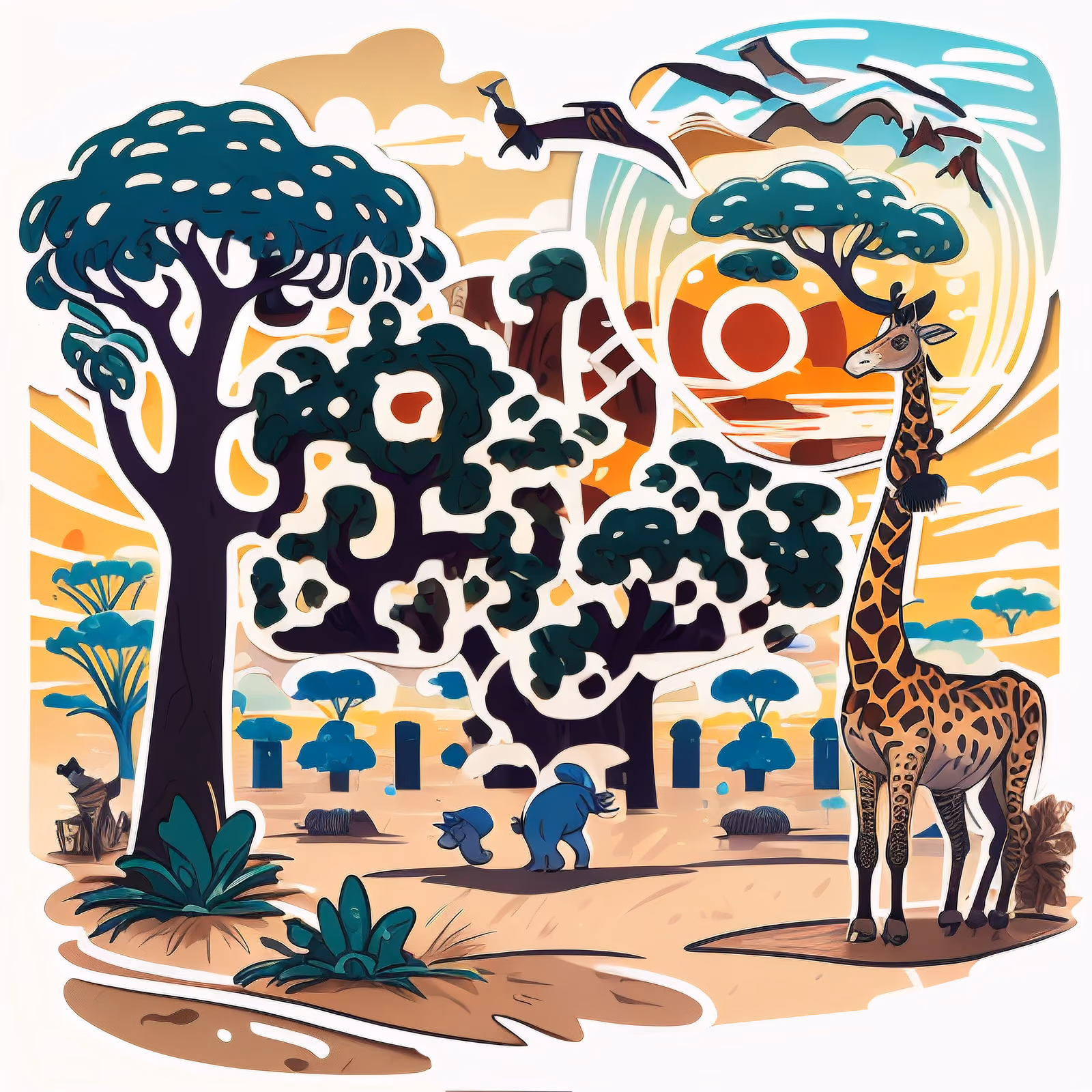 Savanna Giraffe Vector QR Code for Stickers — image 1