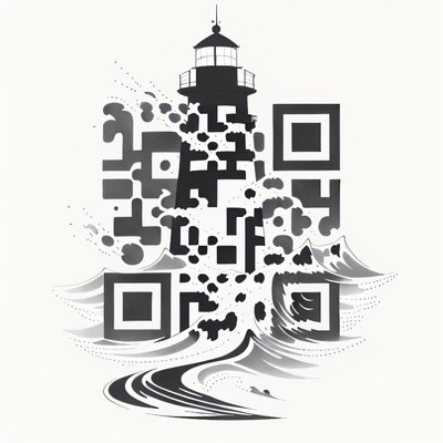 Lighthouse and Waves Tattoo Ink QR Code for Temporary Tattoos