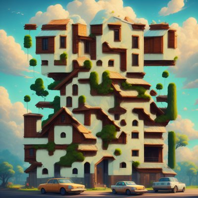 Overgrown Stacked House Storybook QR Code Art