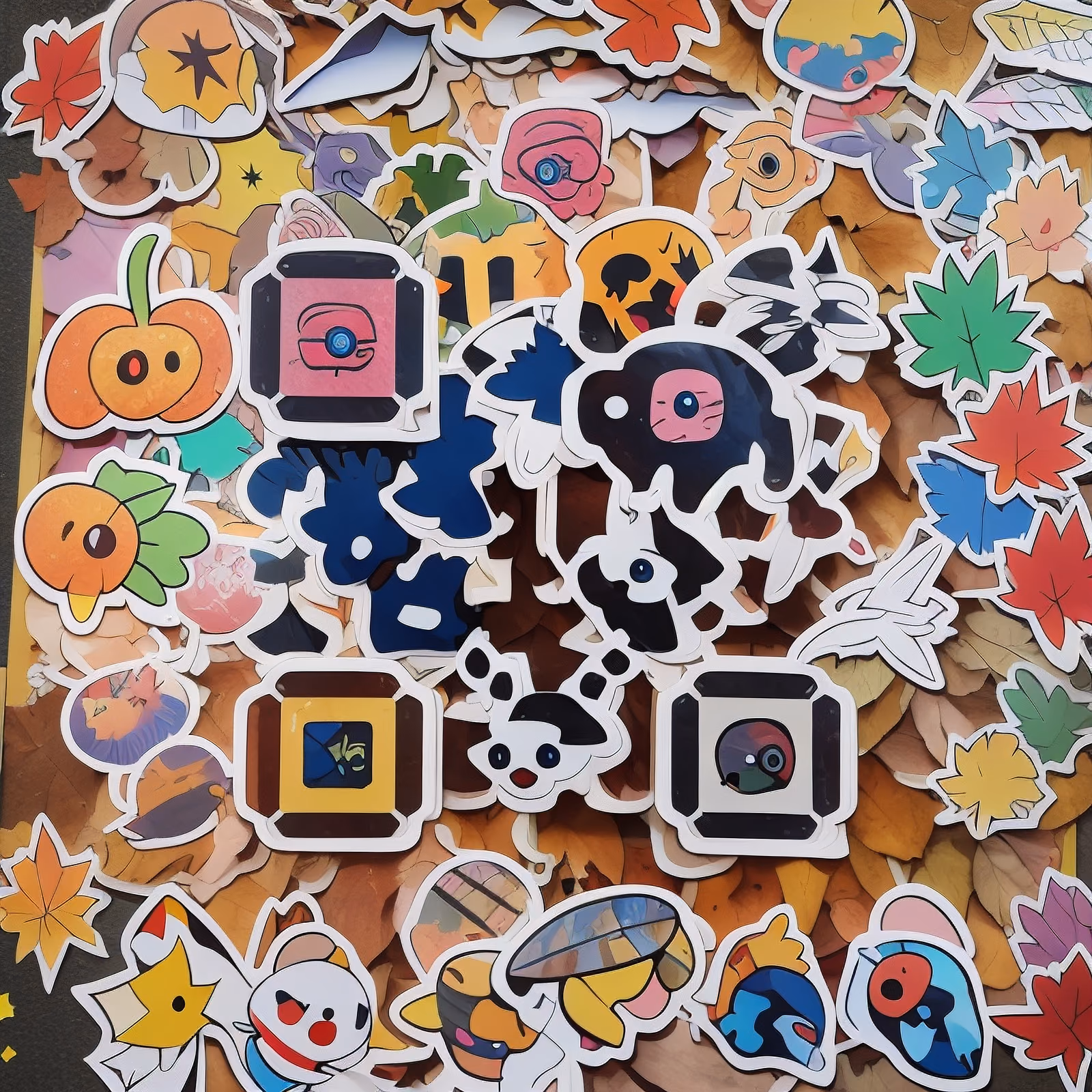 Осенние листья и тыквы из стикеров: QR-код для наклеек — изображение 1