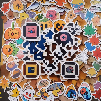 Осенние листья и тыквы из стикеров: QR-код для наклеек — изображение 1