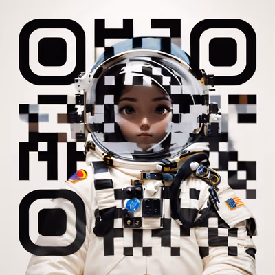 Девочка-астронавт в шлеме: 3D QR-код для постеров — изображение 1