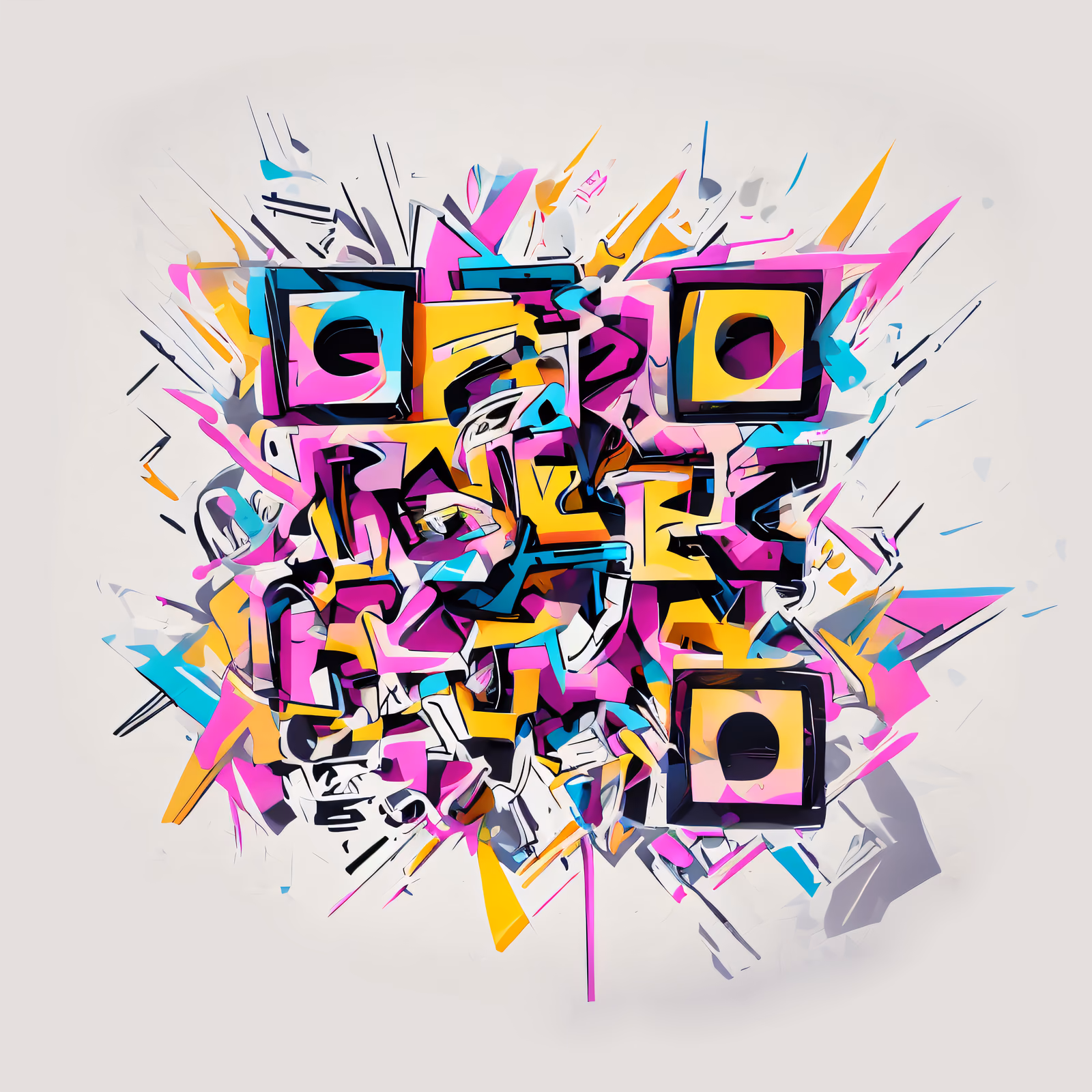 Graffiti Lettering Burst Abstract QR Code for Stickers — image 1