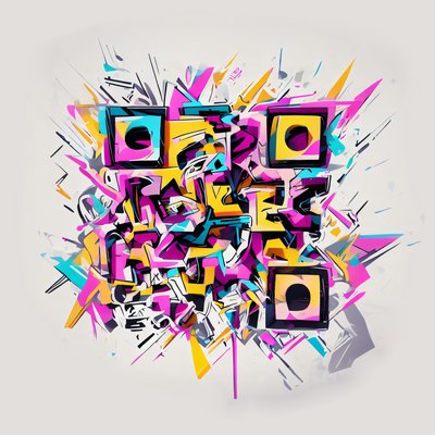 Graffiti Lettering Burst Abstract QR Code for Stickers