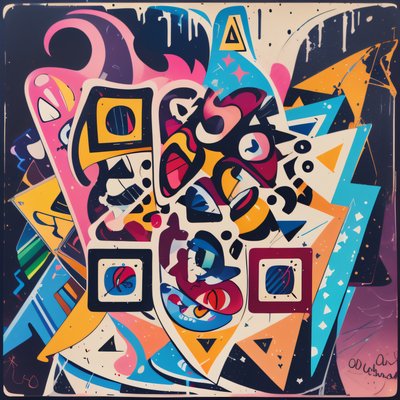 Colorful Abstract Graffiti Shapes QR Code for Stickers