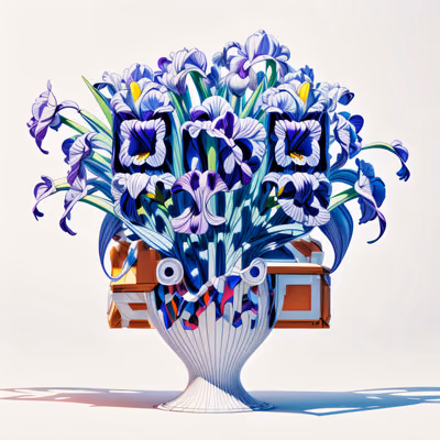 Iris Bouquet 3D Render QR Code Art — image 1
