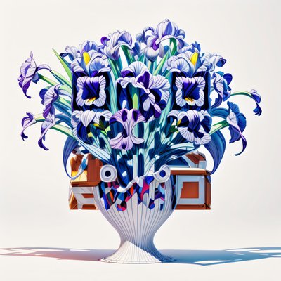 Iris Bouquet 3D Render QR Code Art