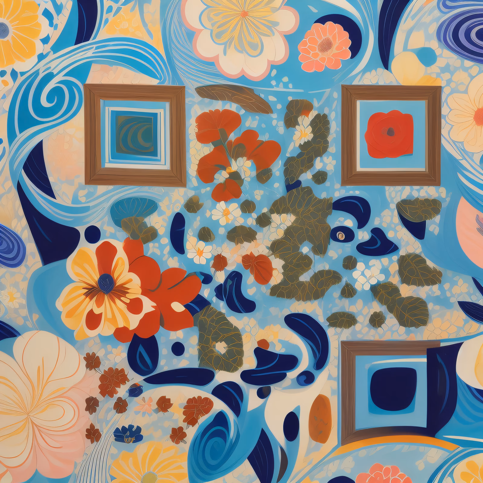 Abstract Floral Pattern Gouache QR Code Art — image 1