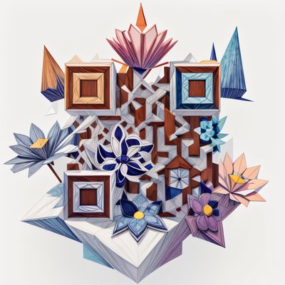 Геометрические граненые цветы: 3D QR-код как искусство
