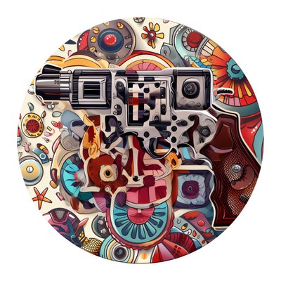 Revolver Abstract Sticker Art QR Code for Stickers