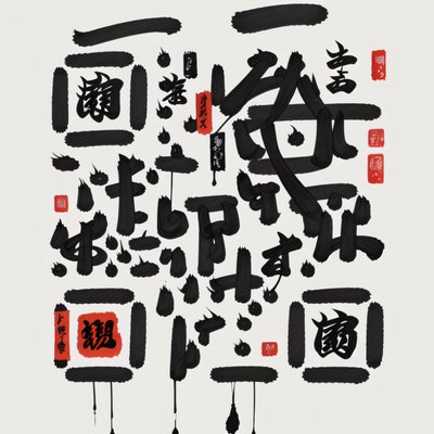 Dry Brush Japanese Calligraphy QR Code Art