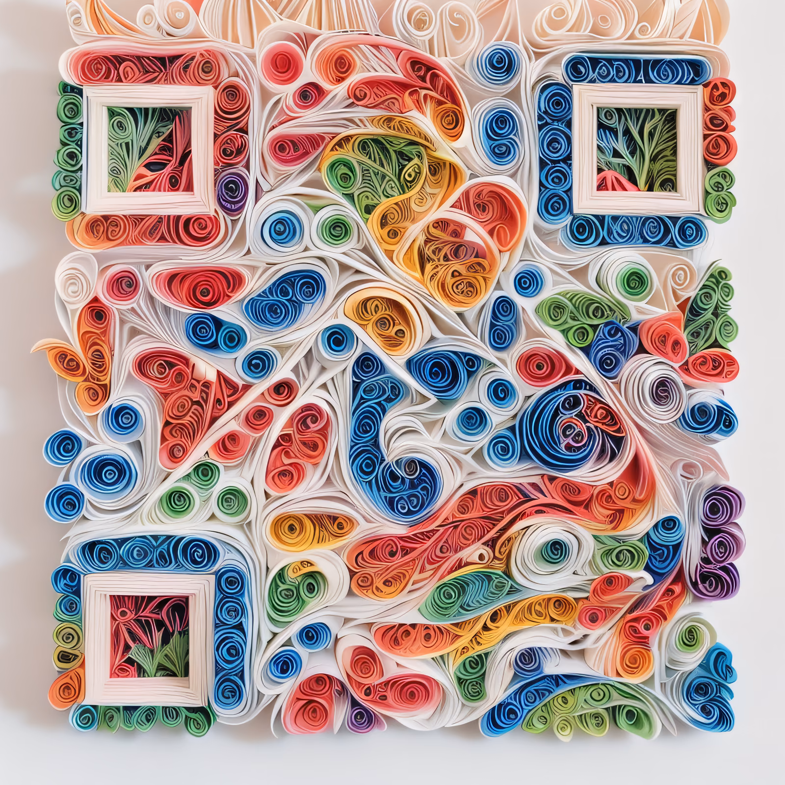 Colorful Paper Quilling Coils Abstract QR Code Art — image 1