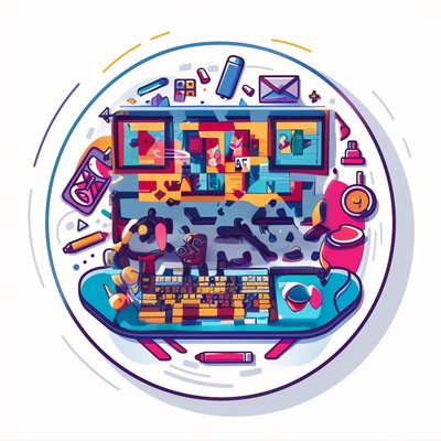 Desk Computer Vector Sticker QR Code for Stickers