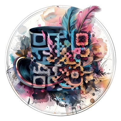 Victorian Top Hat Watercolor QR Code for Stickers