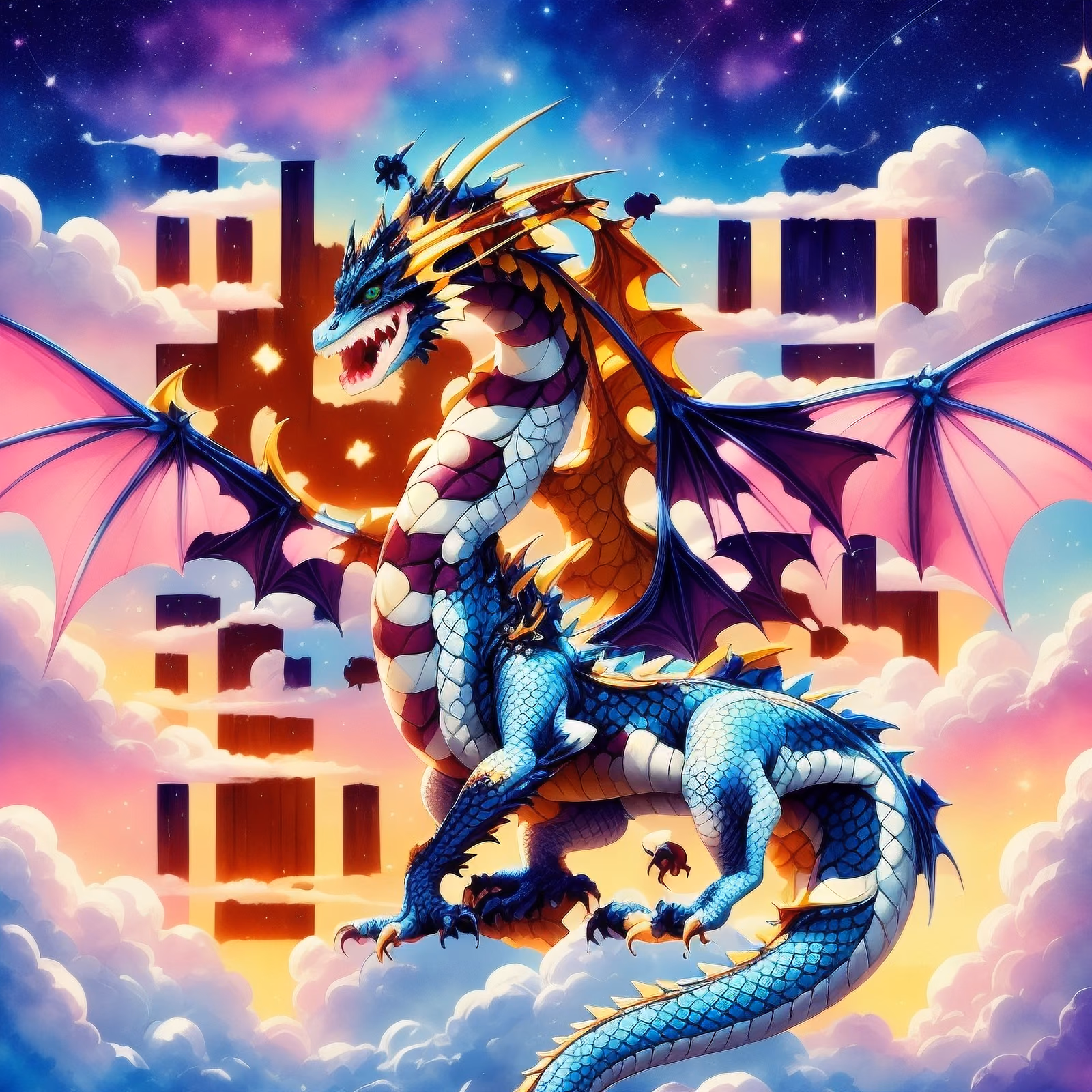 Blue Winged Dragon Fantasy QR Code for Posters — image 1
